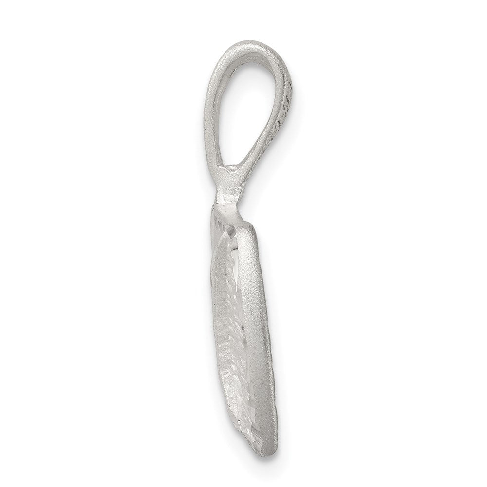 925 Sterling Silver Satin Finish Diamond Cut MegaphoneEngravable Charm Pendant Jewelry Gifts (Length 0.55" Width 1.09")
