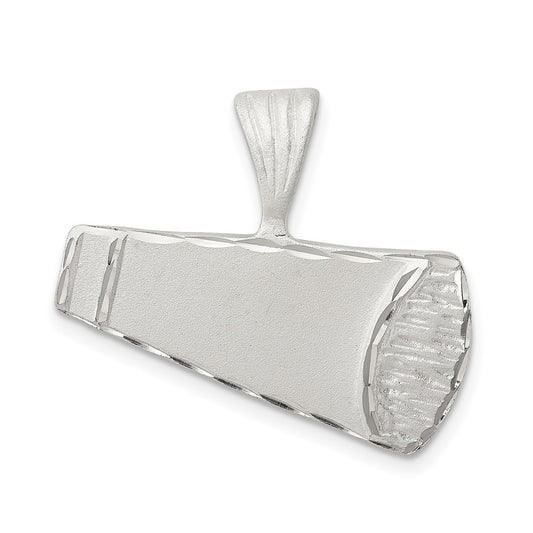 925 Sterling Silver Satin Finish Diamond Cut MegaphoneEngravable Charm Pendant Jewelry Gifts (Length 0.55" Width 1.09")