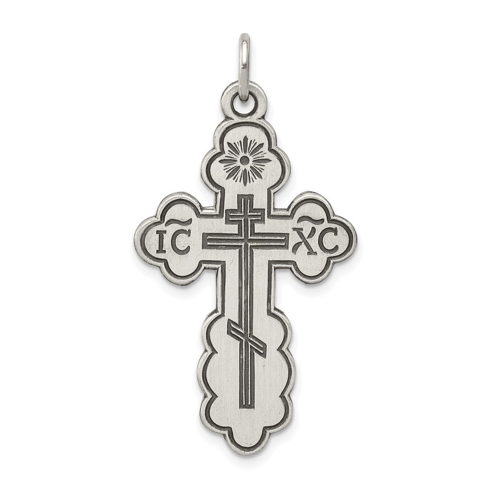 925 Sterling Silver Eastern Orthodox Crucifix CrossEngravable Charm Pendant Jewelry Gifts (Length 1.05" Width 0.82")