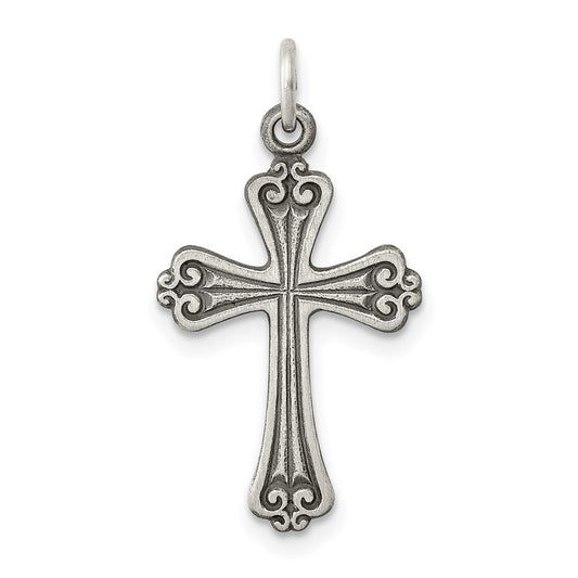 925 Sterling Silver Antiqued Crucifix CrossEngravable Charm Pendant Jewelry Gifts (Length 0.82" Width 0.55")
