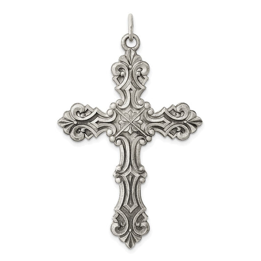 925 Sterling Silver Antiqued Crucifix CrossEngravable Charm Pendant Jewelry Gifts (Length 2.03" Width 1.37")
