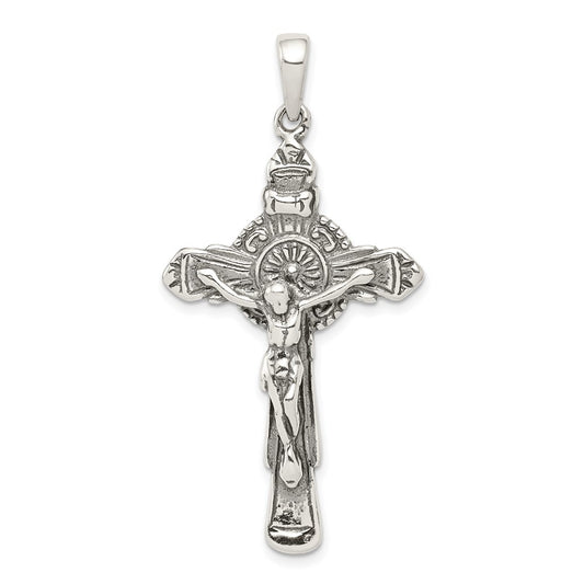 925 Sterling Silver Antiqued Iona CrucifixEngravable Charm Pendant Jewelry Gifts (Length 1.83" Width 0.98")
