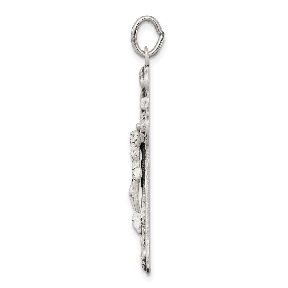 925 Sterling Silver Antiqued INRI CrucifixEngravable Charm Pendant Jewelry Gifts (Length 1.44" Width 1.17")