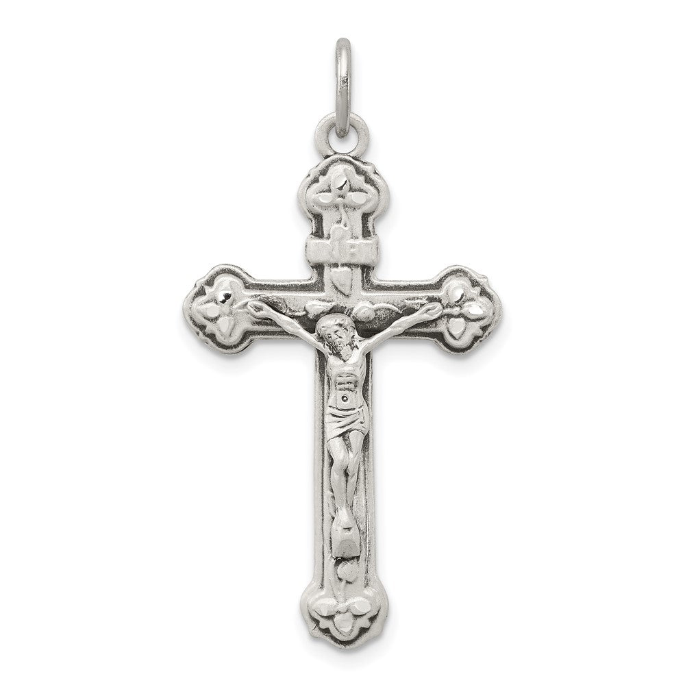 925 Sterling Silver Antiqued INRI CrucifixEngravable Charm Pendant Jewelry Gifts (Length 1.44" Width 1.17")