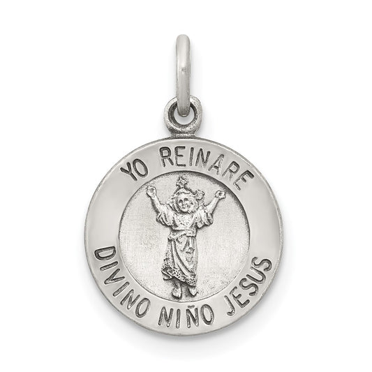 925 Sterling Silver Divino Nino Medal (Divine Infant Jesus)Engravable Charm Pendant Jewelry Gifts (Length 1.01" Width 0.7")