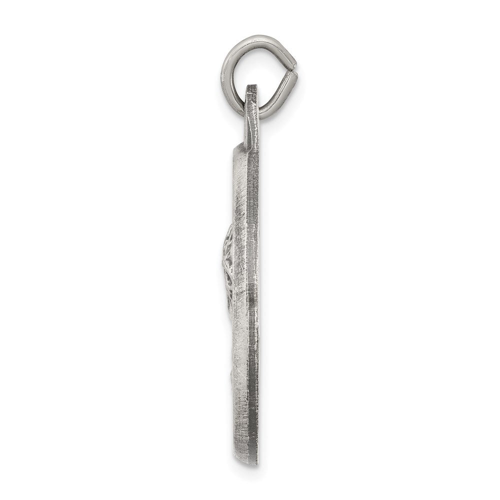 925 Sterling Silver Jesus Medal Engravable Charm Pendant Jewelry Gifts (Length 1.21" Width 0.94")