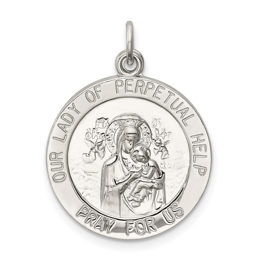 925 Sterling Silver Our Lady of Perpetual Help Medal Engravable Charm Pendant Jewelry Gifts (Length 1.01" Width 0.7")