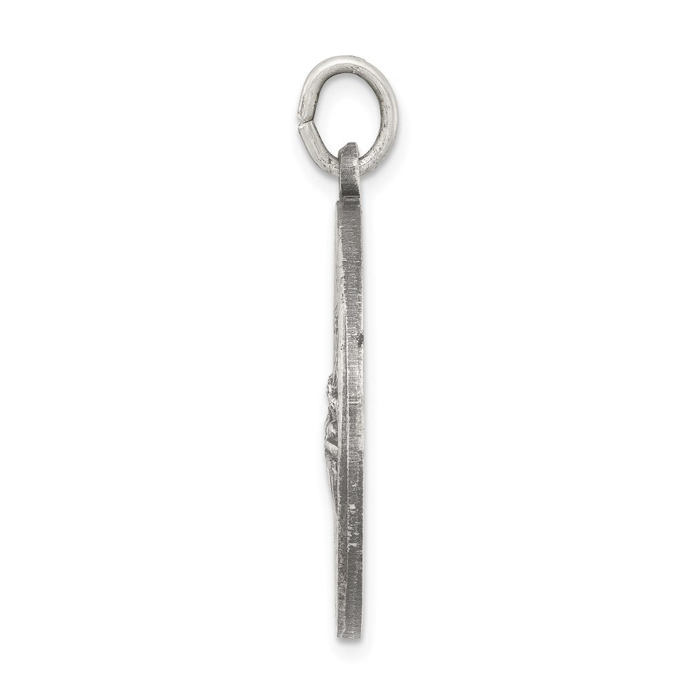 925 Sterling Silver Antiqued De La Providencia Medal Engravable Charm Pendant Jewelry Gifts (Length 0.86" Width 0.98")
