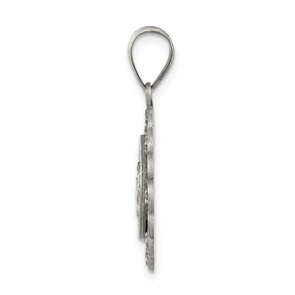 925 Sterling Silver CZ Antiqued Blessed MotherEngravable Charm Pendant Jewelry Gifts (Length 1.01" Width 0.74")