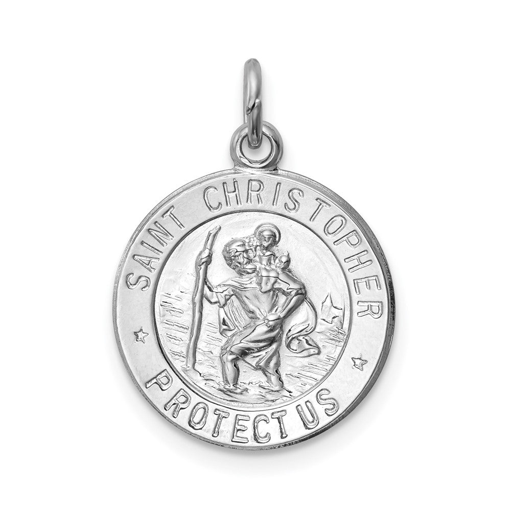 925 Sterling Silver Saint Christopher Medal Engravable Charm Pendant Jewelry Gifts (Length 0.82" Width 0.59")