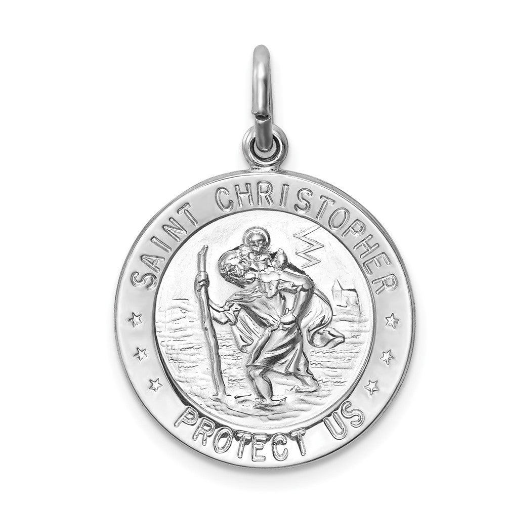 925 Sterling Silver Saint Christopher Medal Engravable Charm Pendant Jewelry Gifts (Length 0.98" Width 0.7")