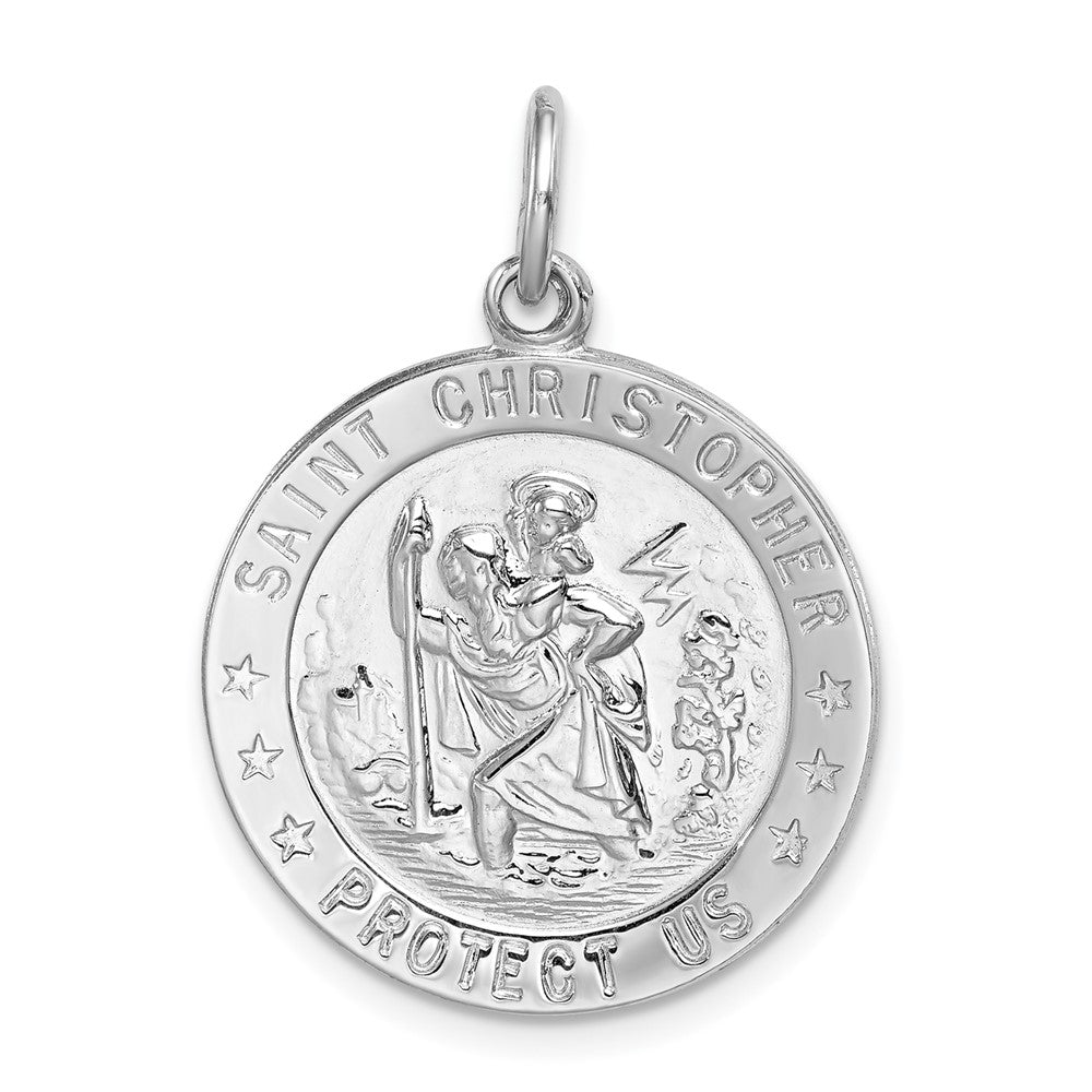 925 Sterling Silver Saint Christopher Medal Engravable Charm Pendant Jewelry Gifts (Length 1.17" Width 0.86")