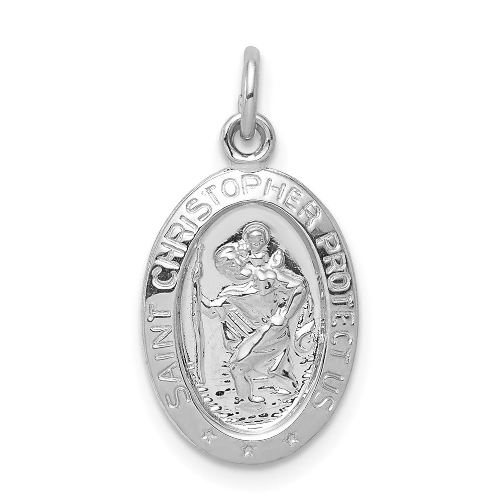 925 Sterling Silver Saint Christopher Medal Engravable Charm Pendant Jewelry Gifts (Length 0.86" Width 0.39")