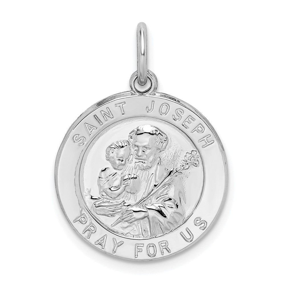 925 Sterling Silver Saint Joseph Medal Engravable Charm Pendant Jewelry Gifts (Length 1.01" Width 0.78")
