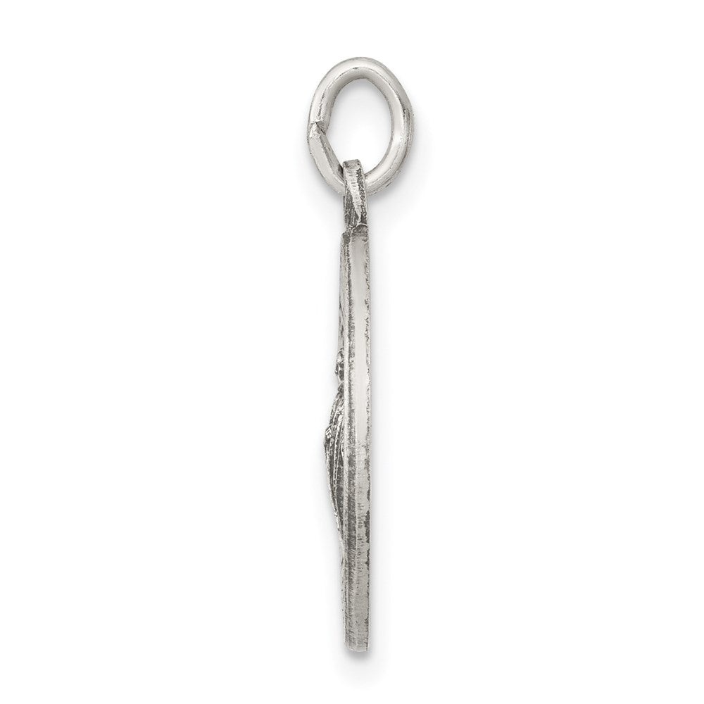 925 Sterling Silver Antiqued Saint Jude Thaddeus Medal Engravable Charm Pendant Jewelry Gifts (Length 0.78" Width 0.59")