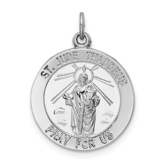 925 Sterling Silver Saint Jude Thaddeus Medal Engravable Charm Pendant Jewelry Gifts (Length 1.01" Width 0.74")