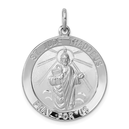 925 Sterling Silver Saint Jude Thaddeus Medal Engravable Charm Pendant Jewelry Gifts (Length 1.37" Width 0.98")