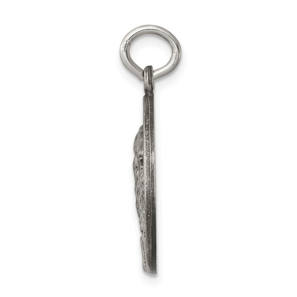925 Sterling Silver Saint Jude Thaddeus Antiqued Medal Engravable Charm Pendant Jewelry Gifts (Length 1.01" Width 0.78")