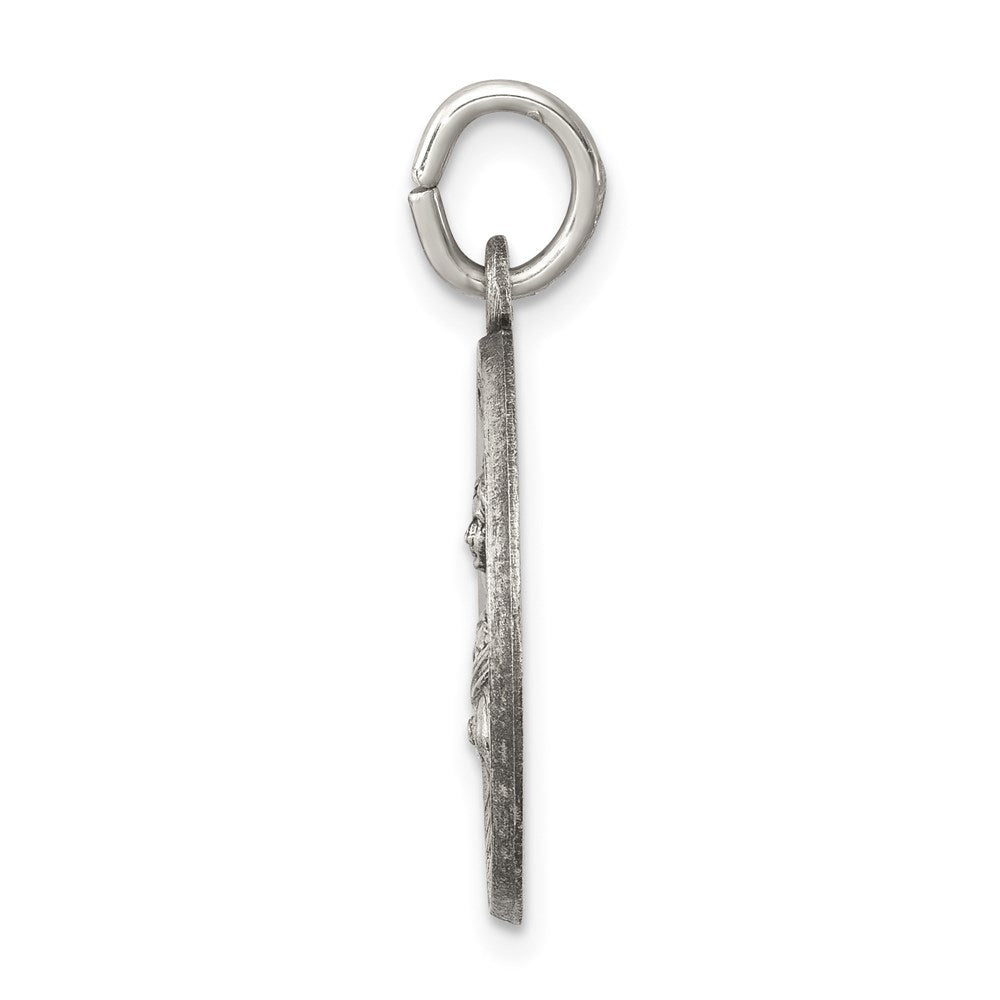 925 Sterling Silver Antiqued Saint Lucy Medal Engravable Charm Pendant Jewelry Gifts (Length 0.98" Width 0.7")