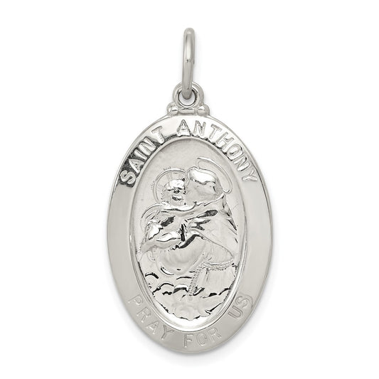 925 Sterling Silver Saint Anthony Medal Engravable Charm Pendant Jewelry Gifts (Length 1.37" Width 0.78")