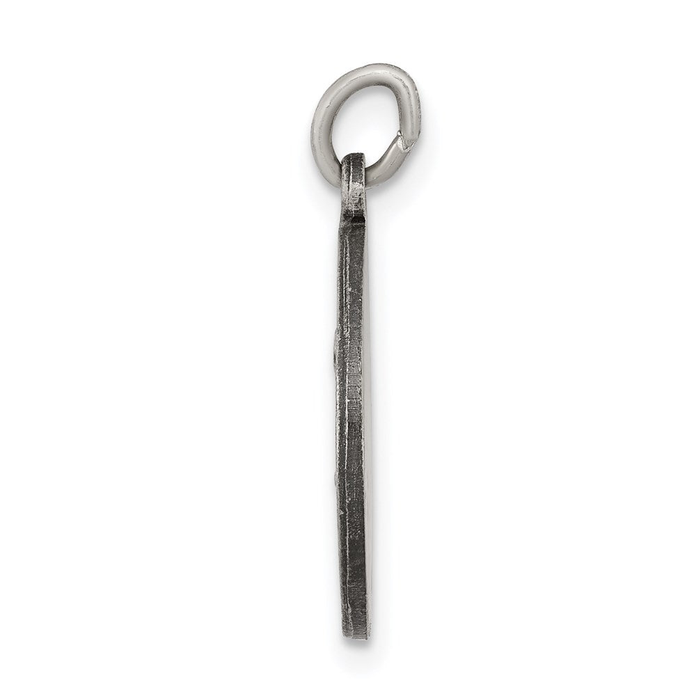 925 Sterling Silver Antiqued Saint Matthew Medal Engravable Charm Pendant Jewelry Gifts (Length 0.78" Width 0.59")