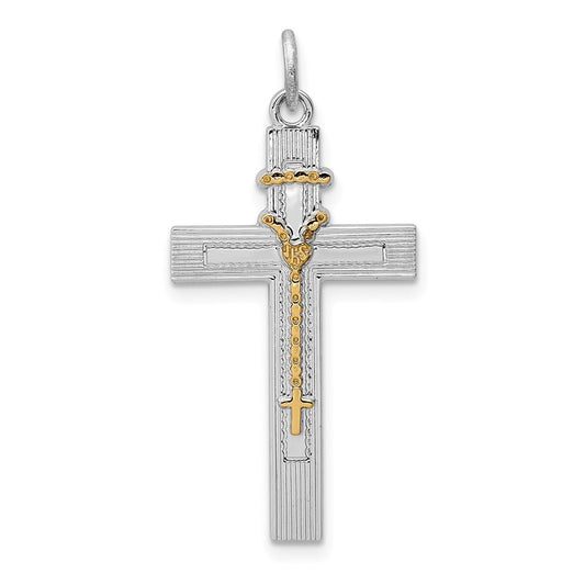 925 Sterling Silver Vermeil Rosary Crucifix CrossEngravable Charm Pendant Jewelry Gifts