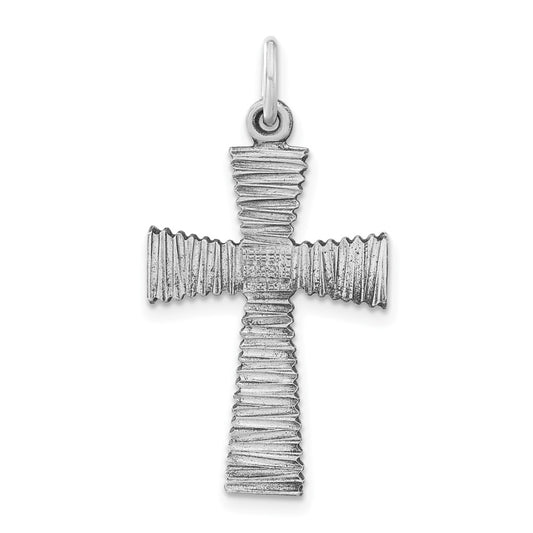 925 Sterling Silver Antiqued Textured Crucifix CrossEngravable Charm Pendant Jewelry Gifts (Length 1.33" Width 0.69")