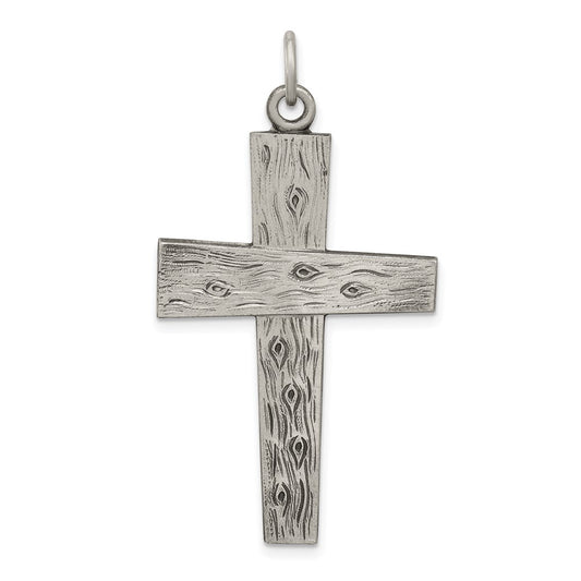925 Sterling Silver Antiqued Crucifix CrossEngravable Charm Pendant Jewelry Gifts (Length 1.6" Width 0.94")