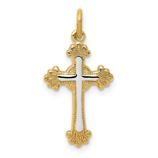 925 Sterling Silver 18k Gold plated Crucifix CrossEngravable Charm Pendant Jewelry Gifts (Length 0.78" Width 0.43")
