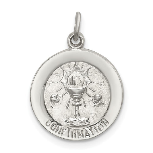 925 Sterling Silver Confirmation Medal Engravable Charm Pendant Jewelry Gifts (Length 0.59" Width 0.59")