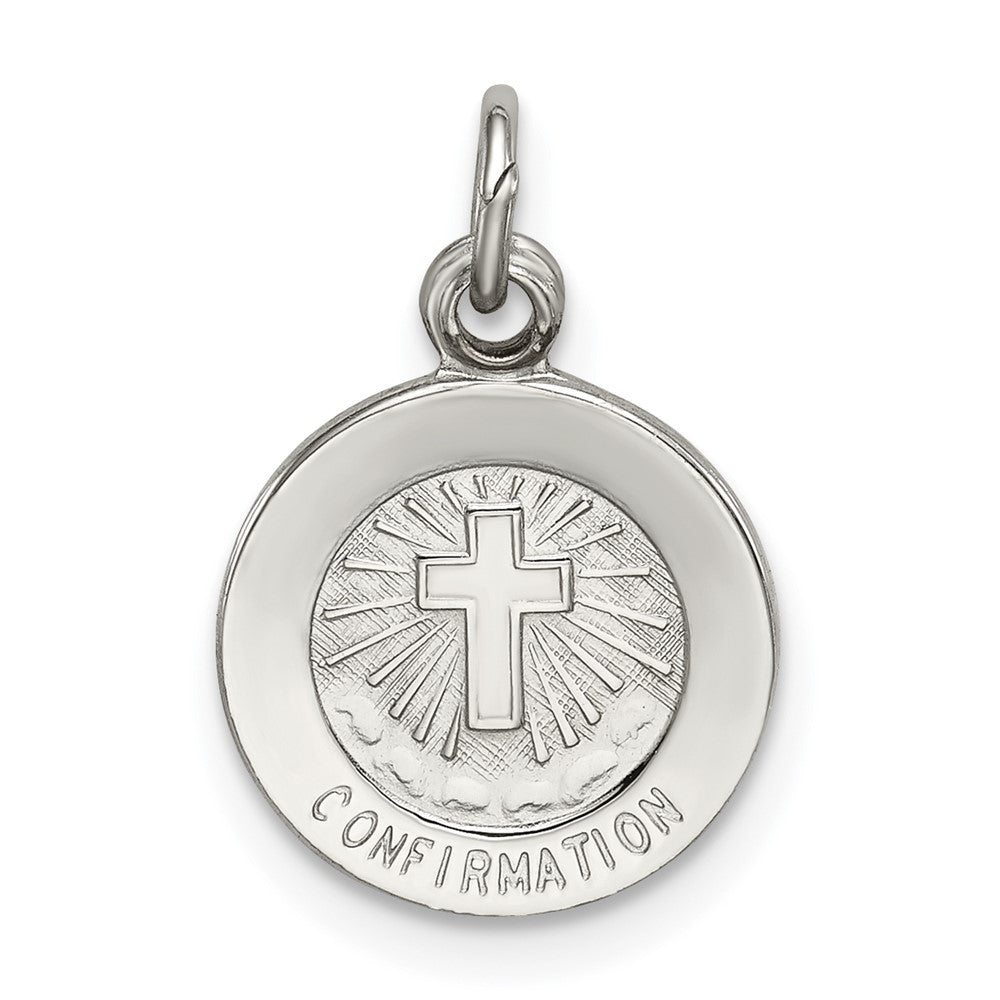 925 Sterling Silver Confirmation Medal Engravable Charm Pendant Jewelry Gifts (Length 0.55" Width 0.47")