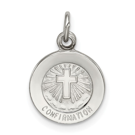 925 Sterling Silver Confirmation Medal Engravable Charm Pendant Jewelry Gifts (Length 0.55" Width 0.47")