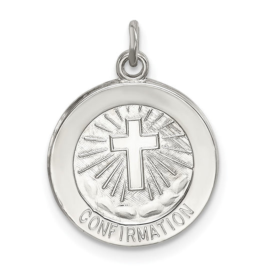925 Sterling Silver Confirmation Medal Engravable Charm Pendant Jewelry Gifts (Length 0.7" Width 0.59")