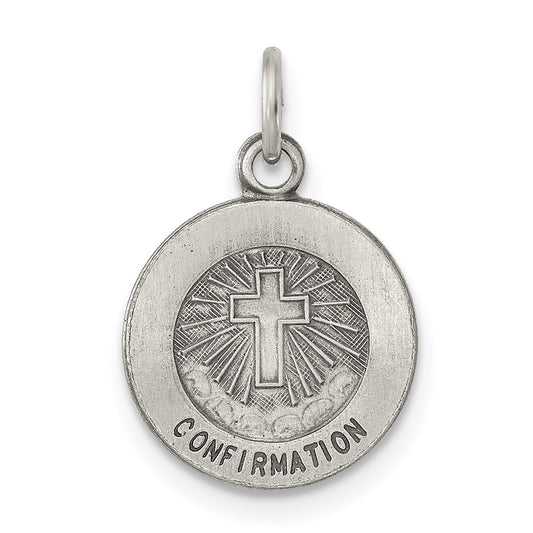925 Sterling Silver Antiqued Confirmation Medal Engravable Charm Pendant Jewelry Gifts (Length 0.55" Width 0.47")