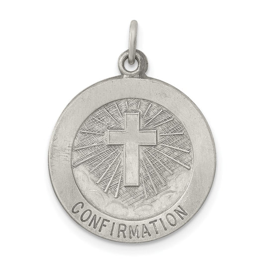 925 Sterling Silver Antiqued Confirmation Medal Engravable Charm Pendant Jewelry Gifts (Length 0.78" Width 0.74")