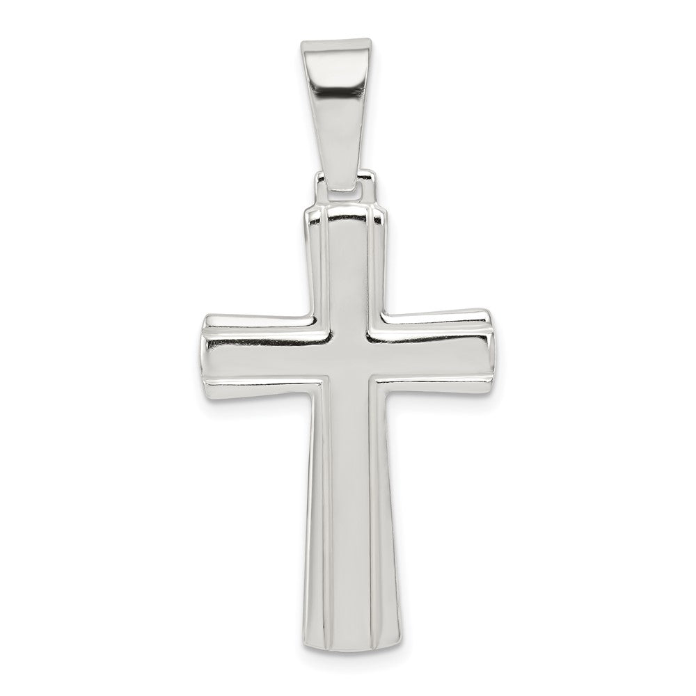 925 Sterling Silver Polished Crucifix CrossEngravable Charm Pendant Jewelry Gifts (Length 1.17" Width 0.74")