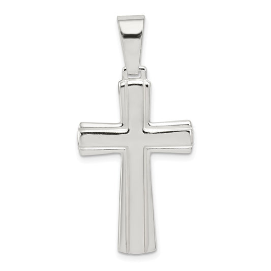 925 Sterling Silver Polished Crucifix CrossEngravable Charm Pendant Jewelry Gifts (Length 1.17" Width 0.74")