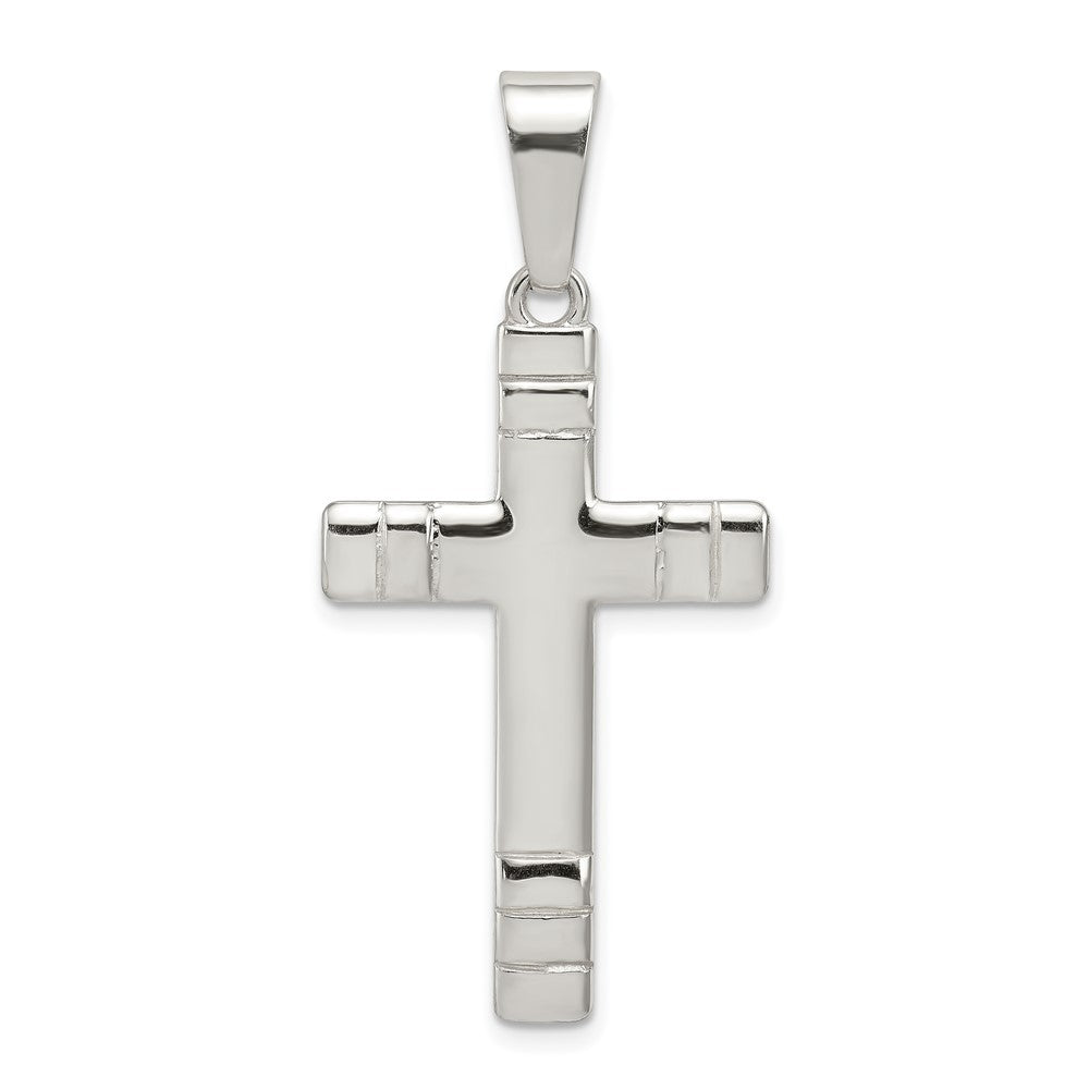 925 Sterling Silver Polished Crucifix CrossEngravable Charm Pendant Jewelry Gifts (Length 1.33" Width 0.78")
