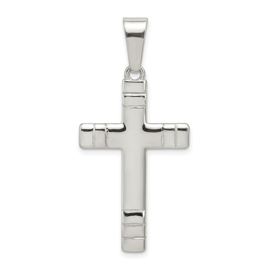 925 Sterling Silver Polished Crucifix CrossEngravable Charm Pendant Jewelry Gifts (Length 1.33" Width 0.78")