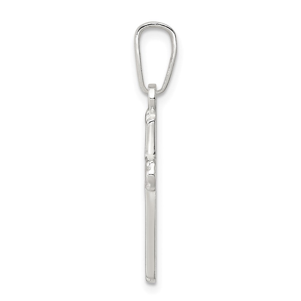 925 Sterling Silver Polished Crucifix CrossEngravable Charm Pendant Jewelry Gifts (Length 0.86" Width 0.55")
