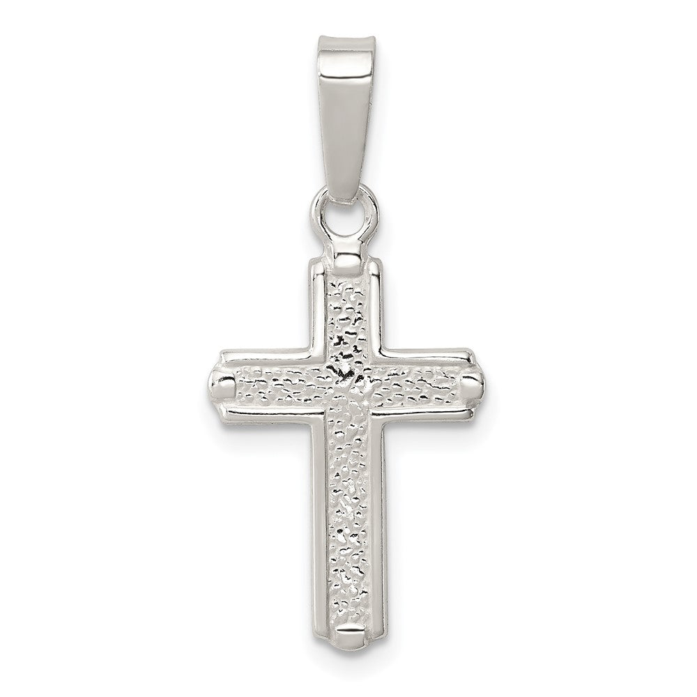 925 Sterling Silver Polished Crucifix CrossEngravable Charm Pendant Jewelry Gifts (Length 0.86" Width 0.55")
