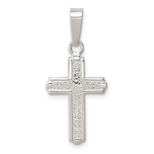 925 Sterling Silver Polished Crucifix CrossEngravable Charm Pendant Jewelry Gifts (Length 0.86" Width 0.55")