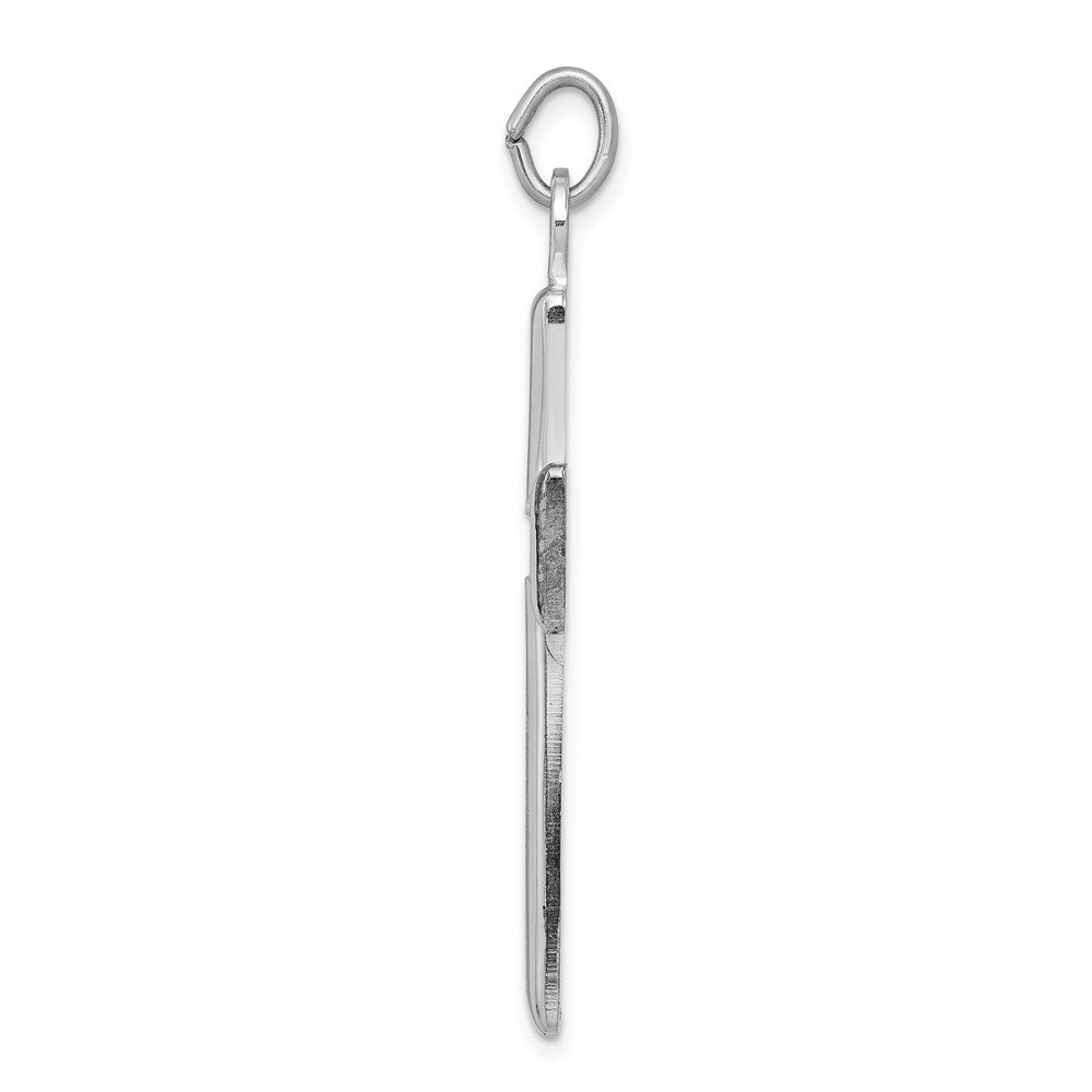 925 Sterling Silver Polished and Satin Crucifix CrossEngravable Charm Pendant Jewelry Gifts (Length 1.56" Width 0.86")