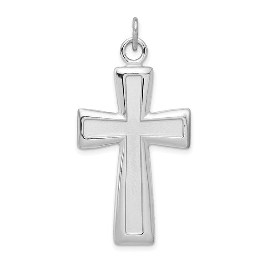 925 Sterling Silver Polished and Satin Crucifix CrossEngravable Charm Pendant Jewelry Gifts (Length 1.56" Width 0.86")