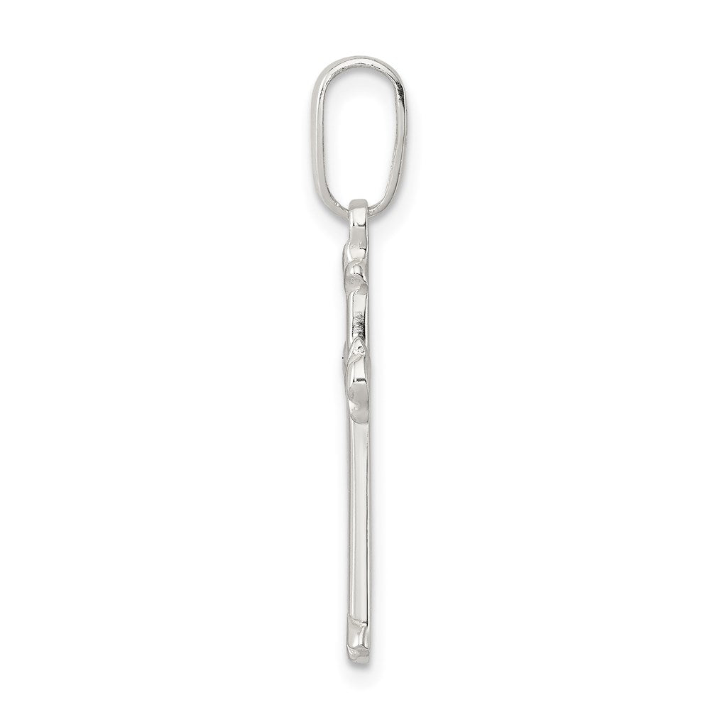 925 Sterling Silver Polished Crucifix CrossEngravable Charm Pendant Jewelry Gifts (Length 0.9" Width 0.51")