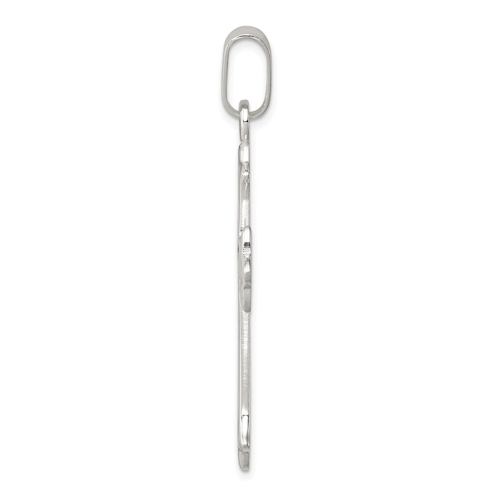 925 Sterling Silver Polished and Textured Crucifix CrossEngravable Charm Pendant Jewelry Gifts (Length 1.56" Width 1.01")