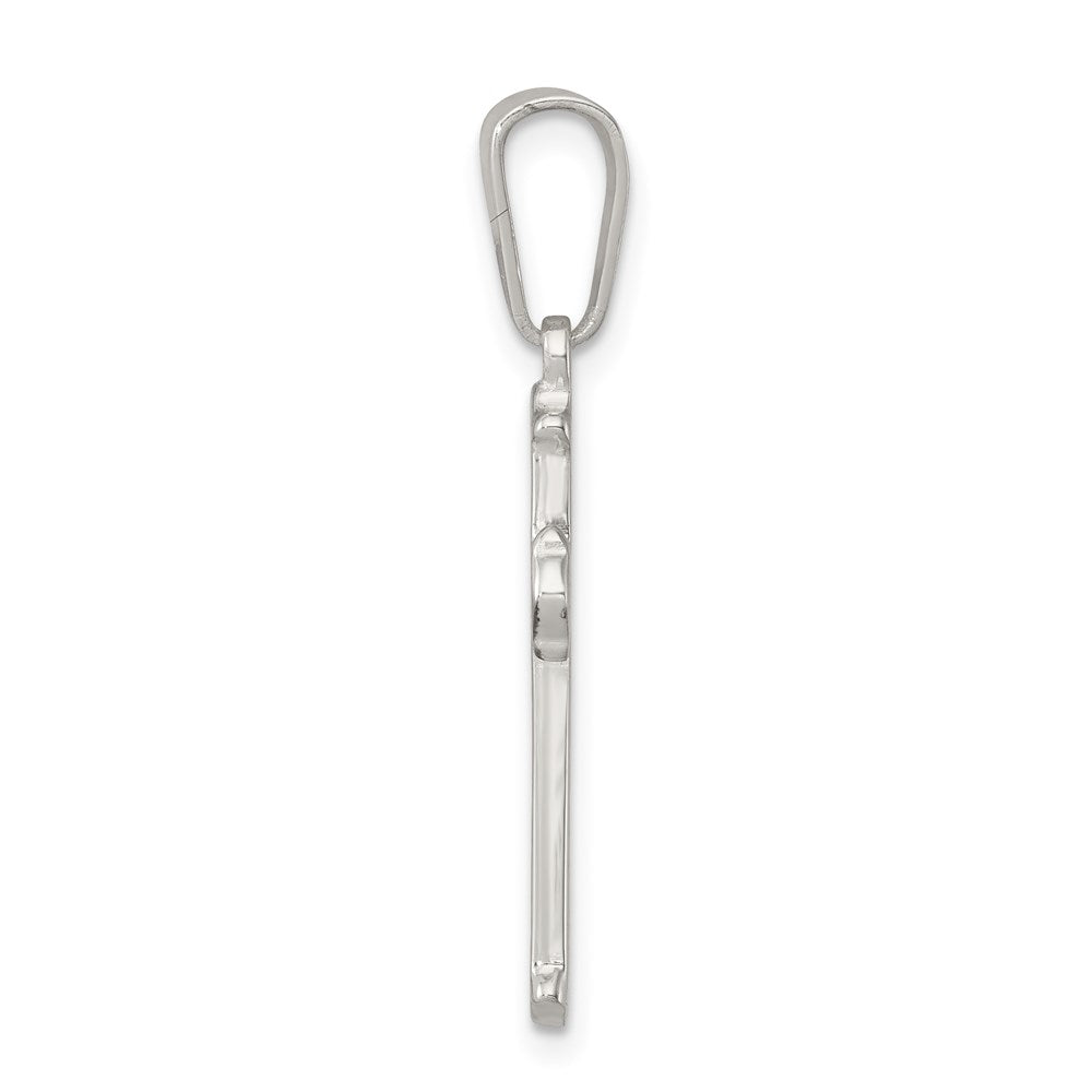 925 Sterling Silver Polished Matte Center Finish Crucifix CrossEngravable Charm Pendant Jewelry Gifts (Length 0.9" Width 0.51")