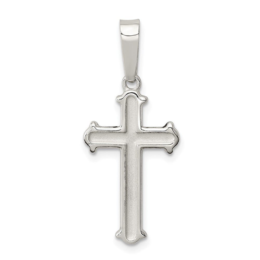925 Sterling Silver Polished Matte Center Finish Crucifix CrossEngravable Charm Pendant Jewelry Gifts (Length 0.9" Width 0.51")