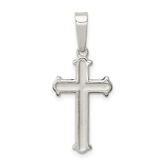 925 Sterling Silver Polished Matte Center Finish Crucifix CrossEngravable Charm Pendant Jewelry Gifts (Length 0.9" Width 0.51")