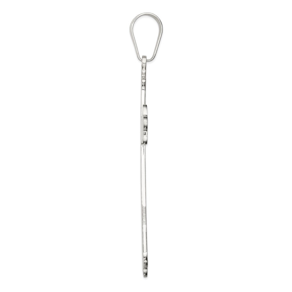 925 Sterling Silver Polished Crucifix CrossEngravable Charm Pendant Jewelry Gifts (Length 3.63" Width 2.15")